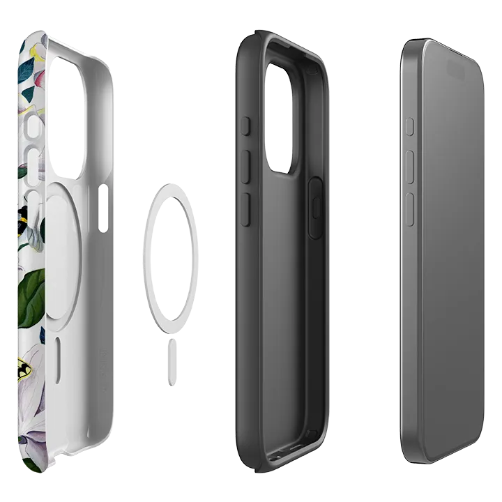iPhone MagSafe Tough Case - Bees and Magnolia By Bex Parkin Hybrid Form Compact Style