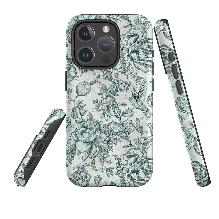 iPhone MagSafe Tough Case -  Blue Peonies Comfort Style Soft Design
