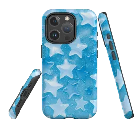 Modern Look Finish Minimal Shield Texture iPhone MagSafe Tough Case - Blue Stars I