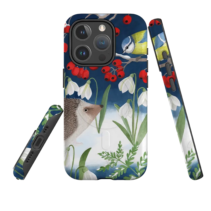 Comfort Finish Hybrid Edge Finish iPhone MagSafe Tough Case - Blue Tit and Hedgehog By Bex Parkin