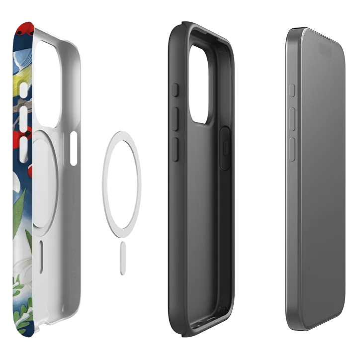 Matte Pattern Rugged Edge iPhone MagSafe Tough Case - Blue Tit and Hedgehog By Bex Parkin