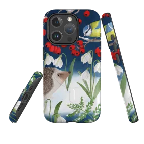 Comfort Finish Hybrid Edge Finish iPhone MagSafe Tough Case - Blue Tit and Hedgehog By Bex Parkin