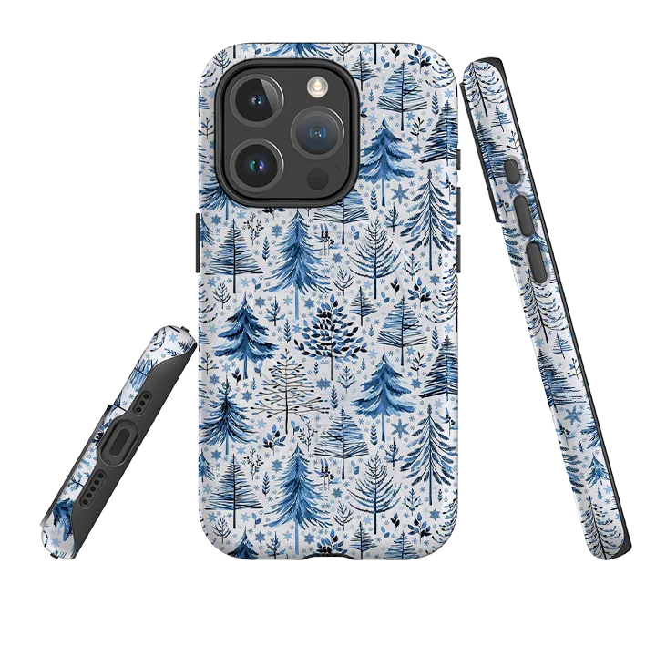 Premium Feel Office Accessory iPhone MagSafe Tough Case -  Blue Xmas Trees By Elisabeth Haager