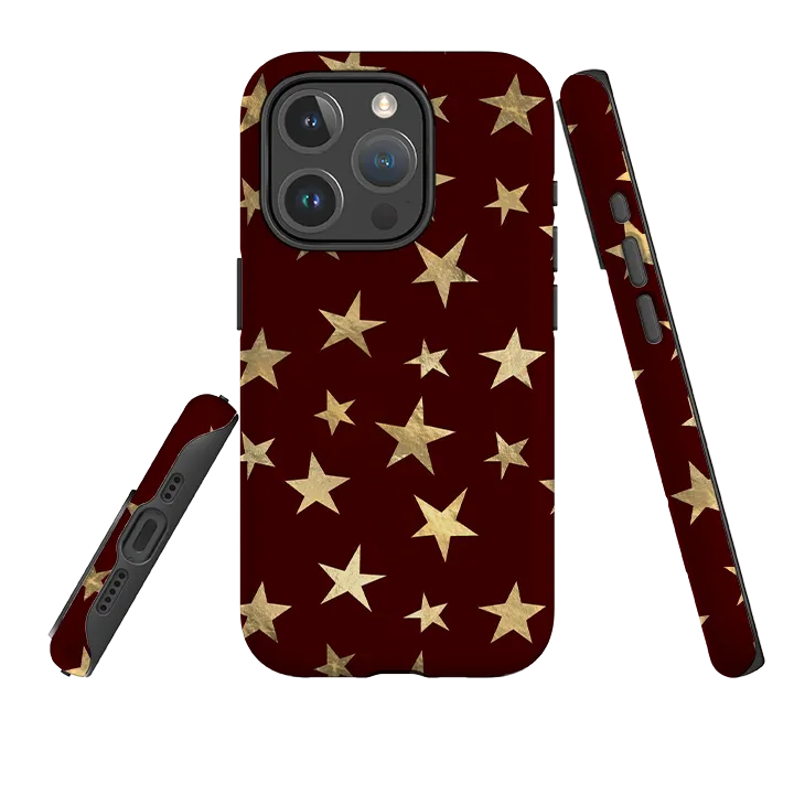 Smooth Look Texture Stylish Pattern iPhone MagSafe Tough Case - Brown and Gold Stars