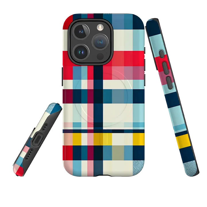 Polished Finish Texture iPhone MagSafe Tough Case - Cancun Gingham