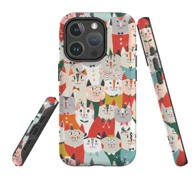 iPhone MagSafe Tough Case - Christmas Cats By Ali Brookes Durable Design Texture Modern Texture