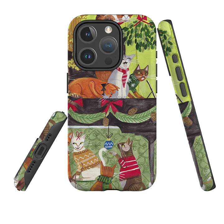 iPhone MagSafe Tough Case - Christmas Cats II By Caroline Bonne Muller Matte Look Smooth Edge Design