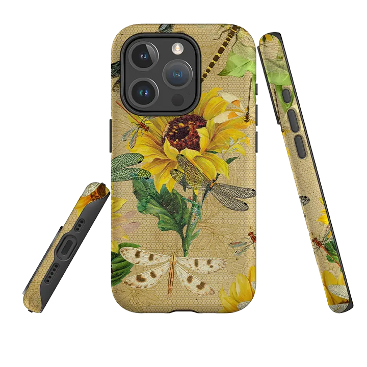 iPhone MagSafe Tough Case - Drangonflies and Sunflowers Matte Protection Modern Finish
