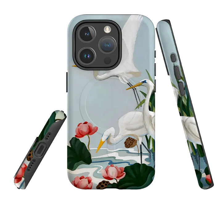 Sleek Finish iPhone MagSafe Tough Case - Egrets and Lillie's By Bex Parkin