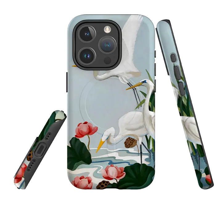 iPhone MagSafe Tough Case - Egrets and Lillie's By Bex Parkin Protective Design Layer Trendy Aesthetic