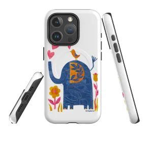 Vivid Pattern Hybrid Grip Finish iPhone MagSafe Tough Case - Elephant In Love By Tracey English