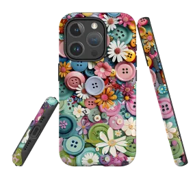 iPhone MagSafe Tough Case - Floral Buttons Ergonomic grip Premium Texture Layer