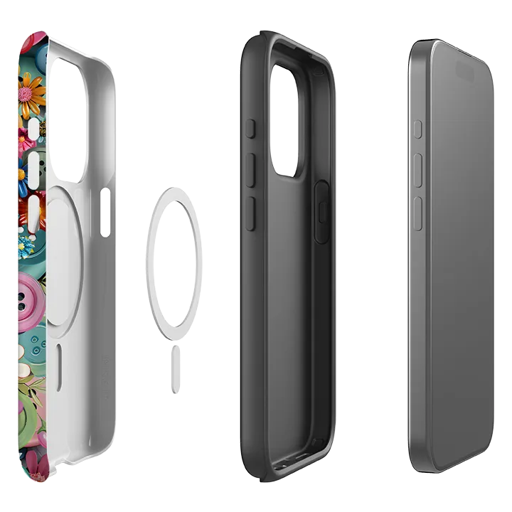 Polished Texture iPhone MagSafe Tough Case - Floral Buttons