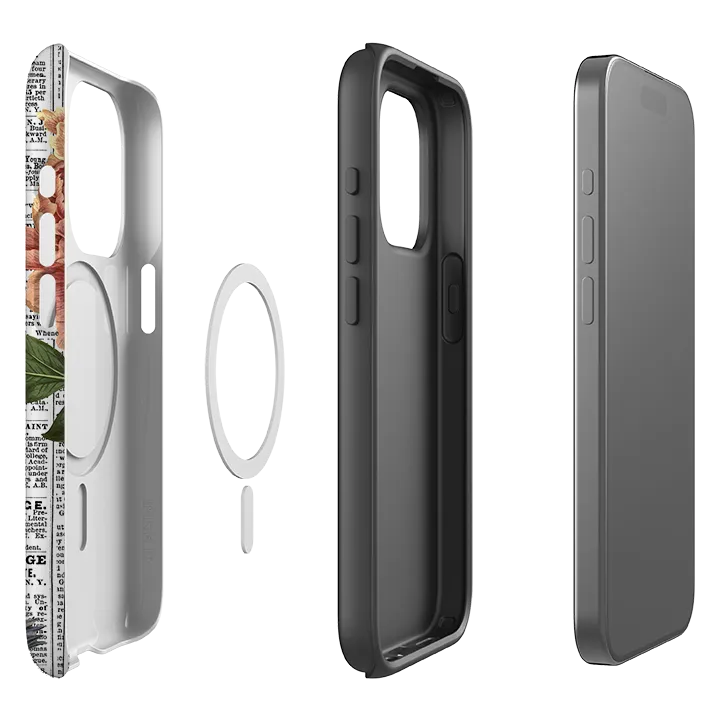 Textured Grip Vivid Pattern iPhone MagSafe Tough Case - Floral Newsprint