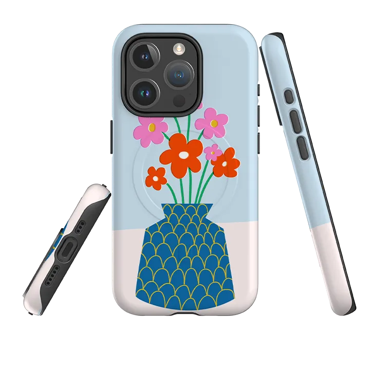 Soft coating Color Gradient iPhone MagSafe Tough Case - Floral Vase II