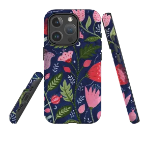 iPhone MagSafe Tough Case - Flowers on Blue By Bex Parkin Modern Edge Layer