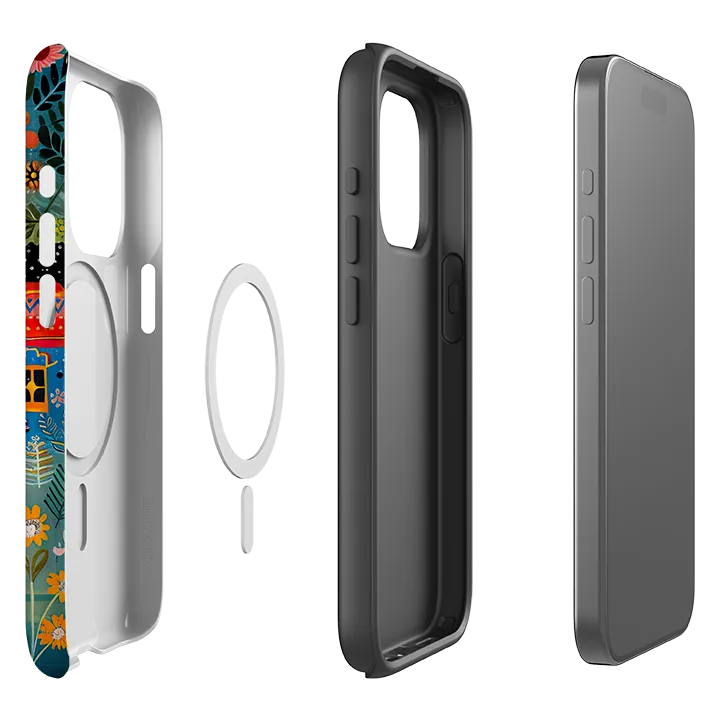 Color Finish Durable Shell iPhone MagSafe Tough Case - Folk Art House II