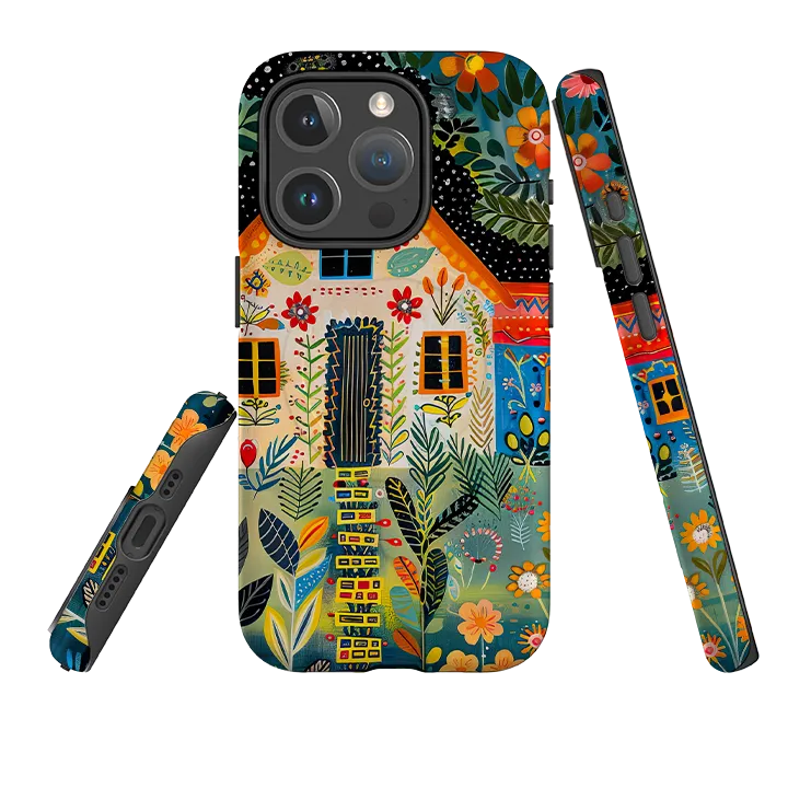 Durable Finish iPhone MagSafe Tough Case - Folk Art House II
