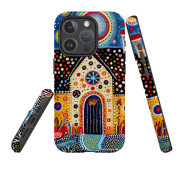 iPhone MagSafe Tough Case - Folk Art House IX Transparent Look High strength