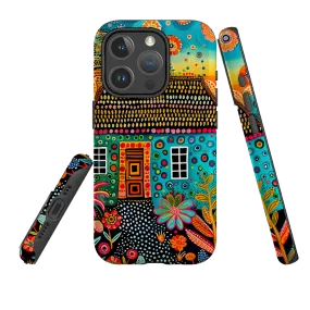 Luxury Texture Design Matte Detail iPhone MagSafe Tough Case - Folk Art House VII