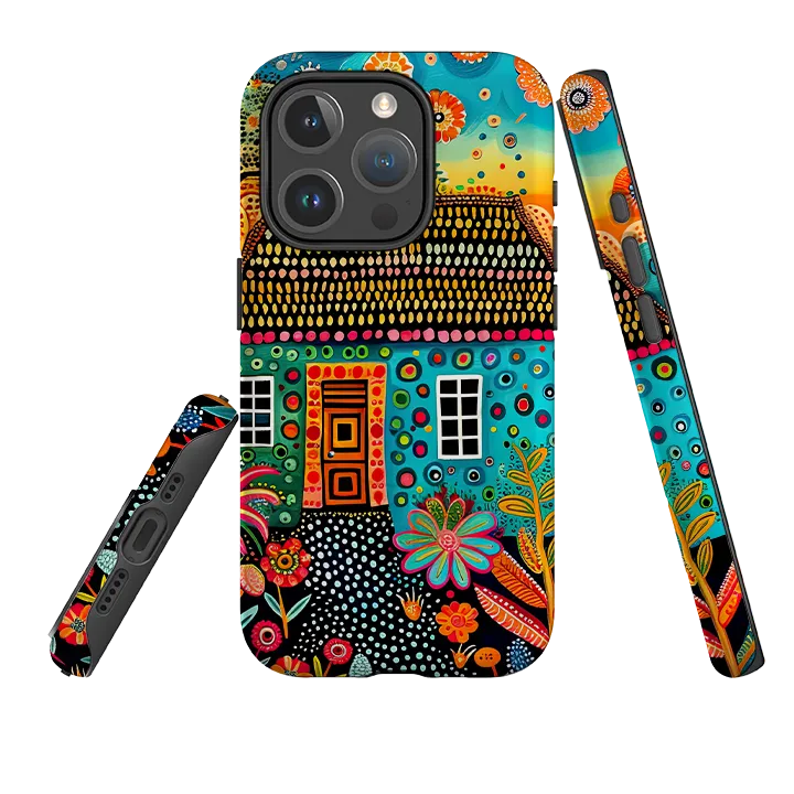 iPhone MagSafe Tough Case - Folk Art House VII Polished Touch