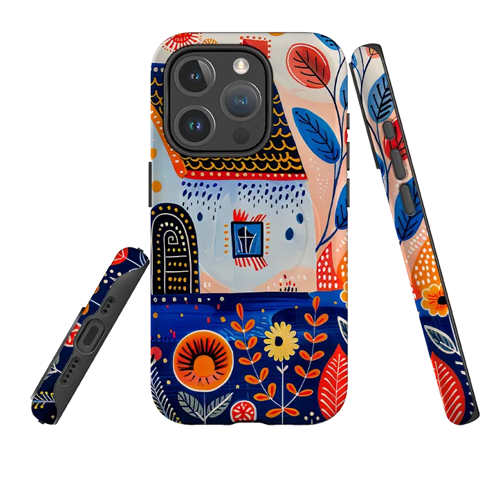 iPhone MagSafe Tough Case - Folk Art House VIII Polished Touch Comfort Finish Layer