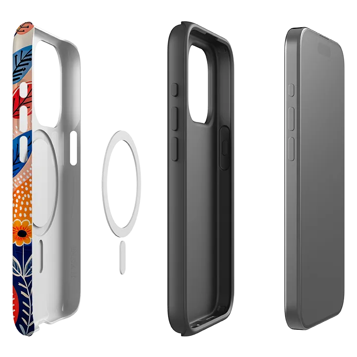 Clear Surface Matte Look Finish iPhone MagSafe Tough Case - Folk Art House VIII