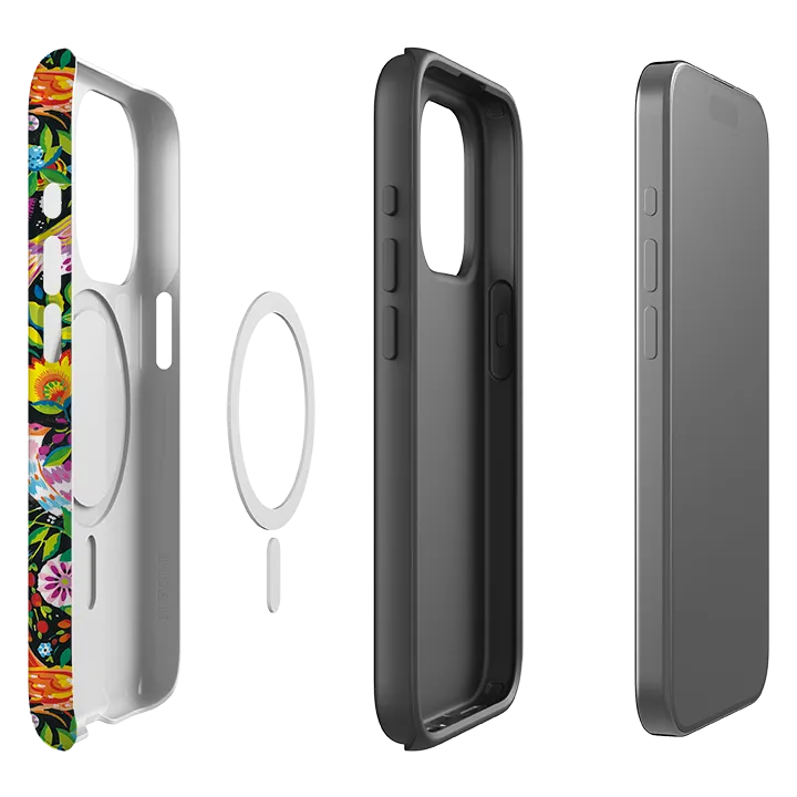 Modern Layer Anti glare iPhone MagSafe Tough Case -  Folk Birds By Sarah Campbell