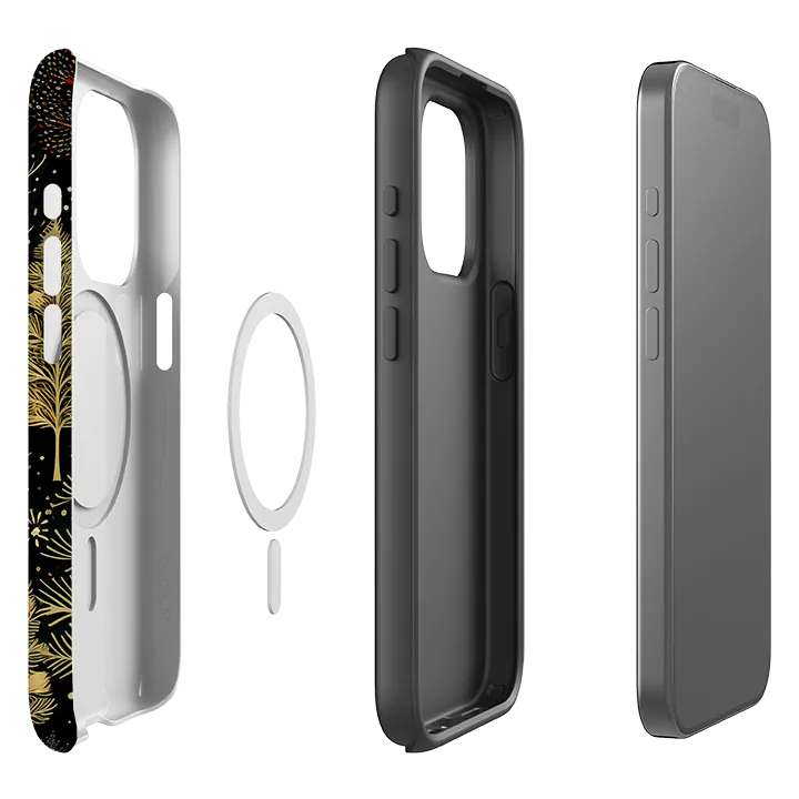 iPhone MagSafe Tough Case -  Golden Xmas Trees Shock Absorber Stylish Layer Texture