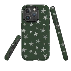 iPhone MagSafe Tough Case - Green and Silver Stars Soft Frame