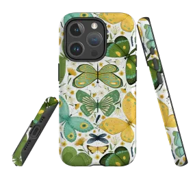 Transparent Edge iPhone MagSafe Tough Case - Green Butterflies By Maja Lindberg