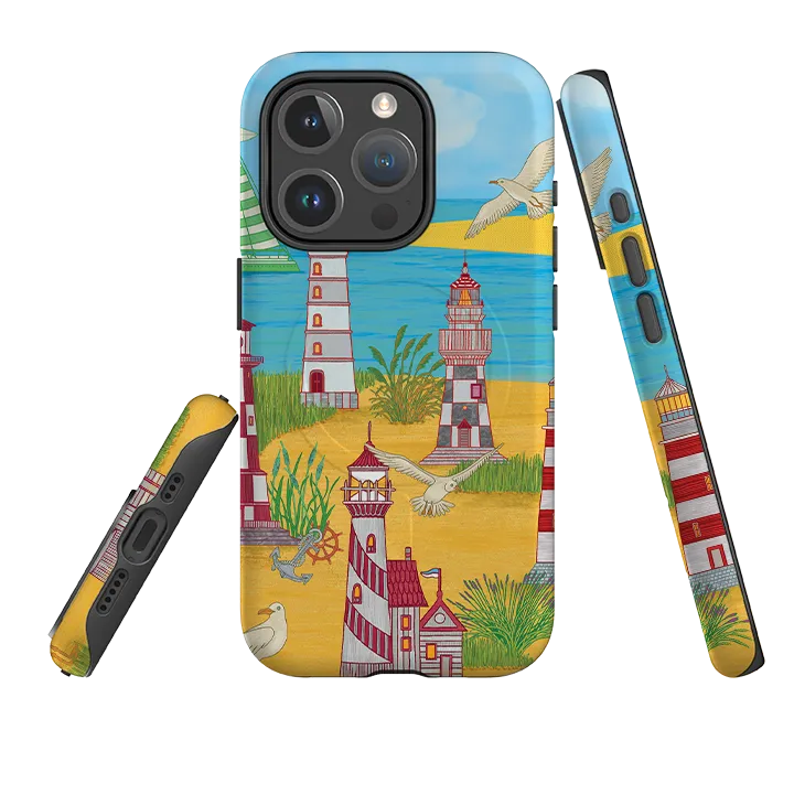 Durable Surface Design Soft Finish Texture iPhone MagSafe Tough Case - Light House By Natalie Pedetti Prack