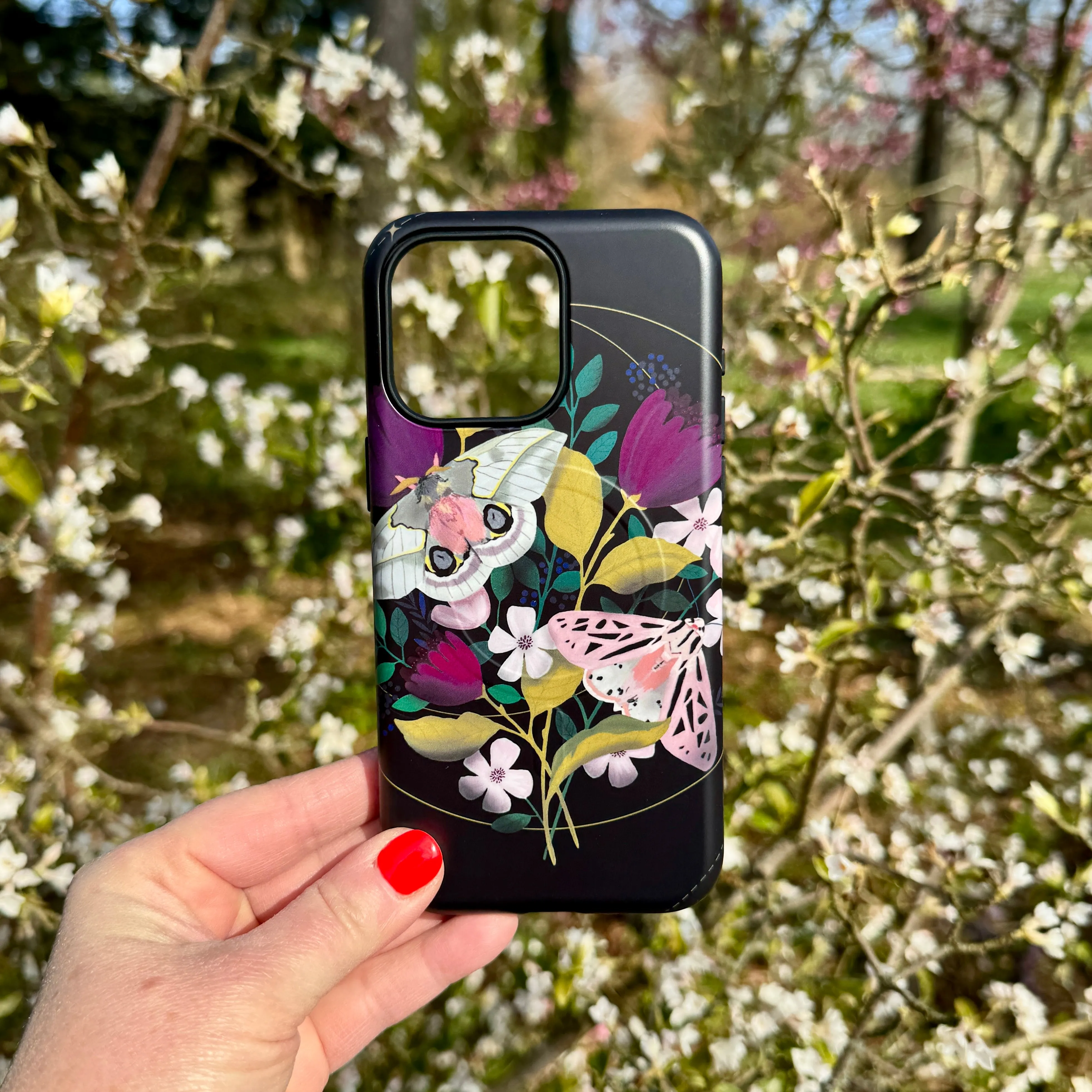 Smooth Finish iPhone MagSafe Tough Case - Moon Moths By Bex Parkin