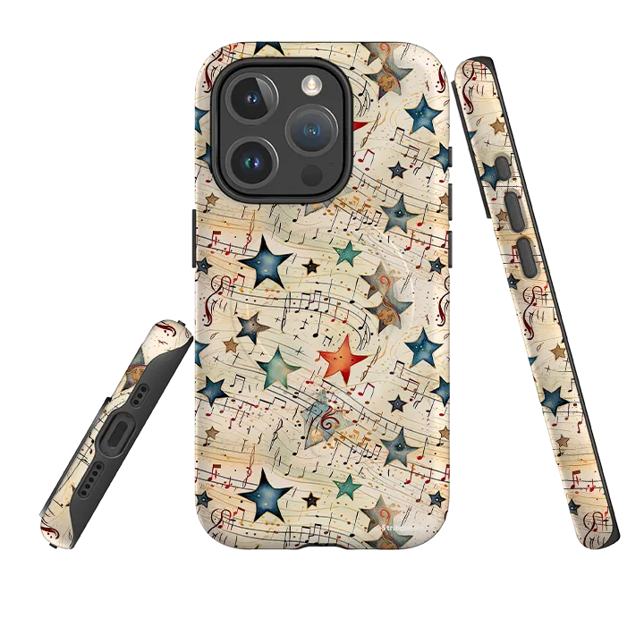 Compact Style Premium Texture Design iPhone MagSafe Tough Case - Musical Stars