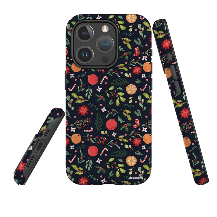 Minimal Design Hybrid Material Build iPhone MagSafe Tough Case - Oranges and Candy Canes II