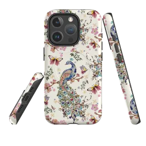 iPhone MagSafe Tough Case -  Peacock and Cherry Blossoms By Helen Ahpornsiri Minimal Form Rugged Feel
