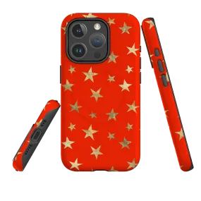 Long Lasting iPhone MagSafe Tough Case - Red and Gold Stars