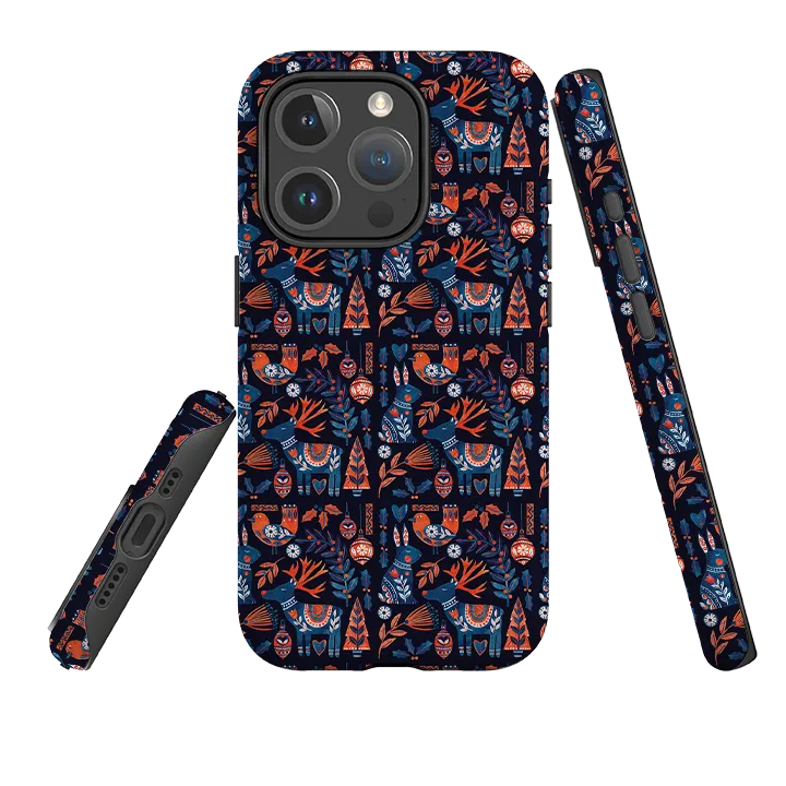 iPhone MagSafe Tough Case - Scandi Animals Dark By Tracey English Minimal Finish Soft Look Texture