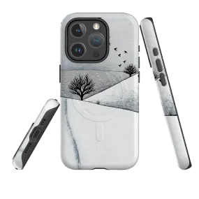 Matte Design Texture Hybrid Look iPhone MagSafe Tough Case -  Snowy Landscape By Natasha Newton
