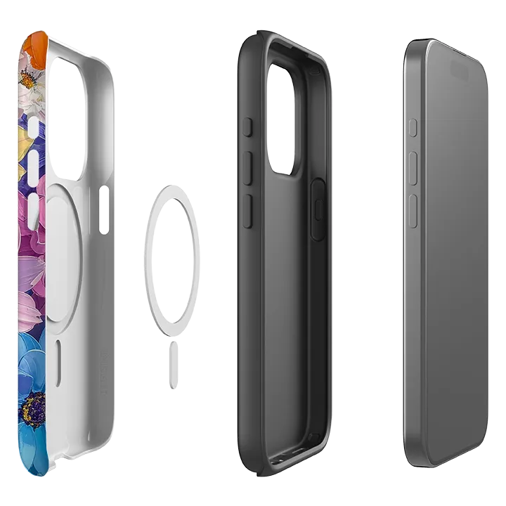 iPhone MagSafe Tough Case - Summer Floral Blue Garden Shock Guard