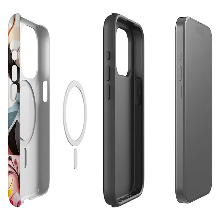 Gloss Finish Texture Hybrid Touch iPhone MagSafe Tough Case - Summer Tulips