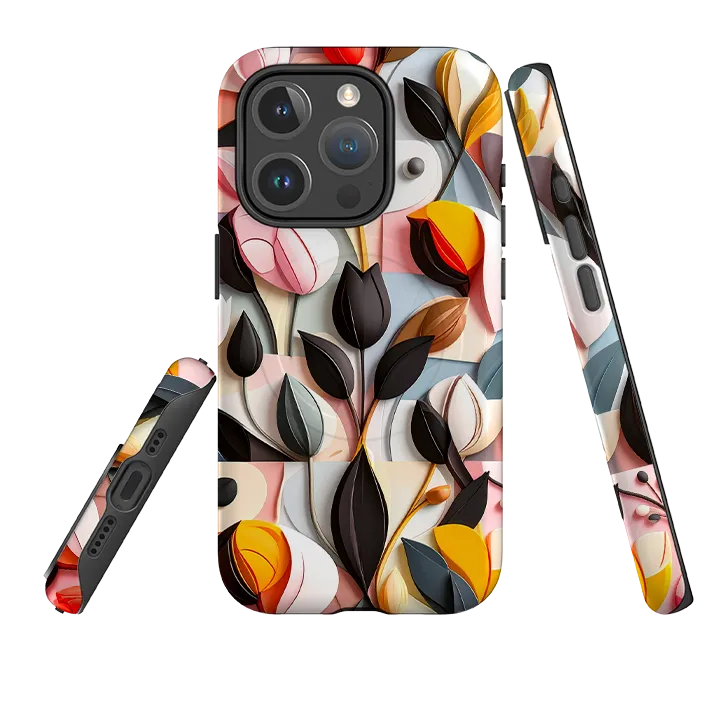 Minimal Texture Layer Classic Touch iPhone MagSafe Tough Case - Summer Tulips