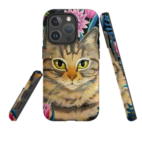 iPhone MagSafe Tough Case - Tabby Cat By Mary Stubberfield Raised Bezels Rugged Build