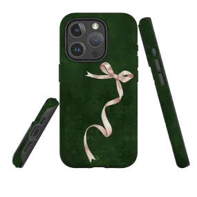 Luxury Texture Finish iPhone MagSafe Tough Case -  Wiggly Ribbons Forest Green