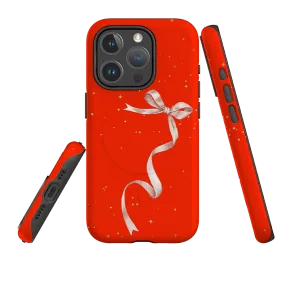 Comfort touch Matte Look iPhone MagSafe Tough Case -  Wiggly Ribbons Red Star
