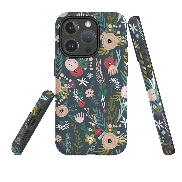 iPhone MagSafe Tough Case - Winter Scandi Floral Flexible Shell Stylish Texture