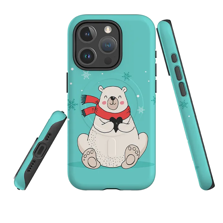 Polished Finish Hybrid Shield iPhone MagSafe Tough Case - Xmas Bear