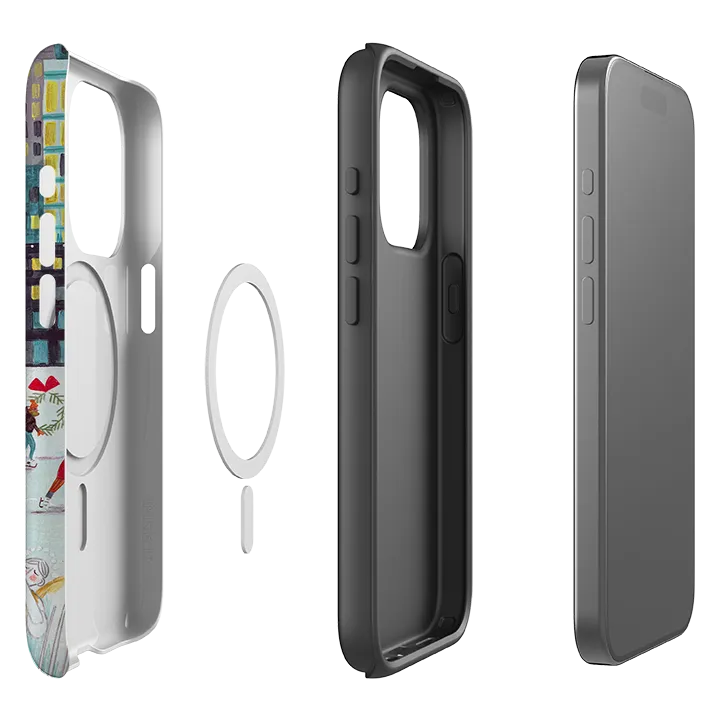 Practical Design Rugged Grip iPhone MagSafe Tough Case -  Xmas In New York By Caroline Bonne Muller