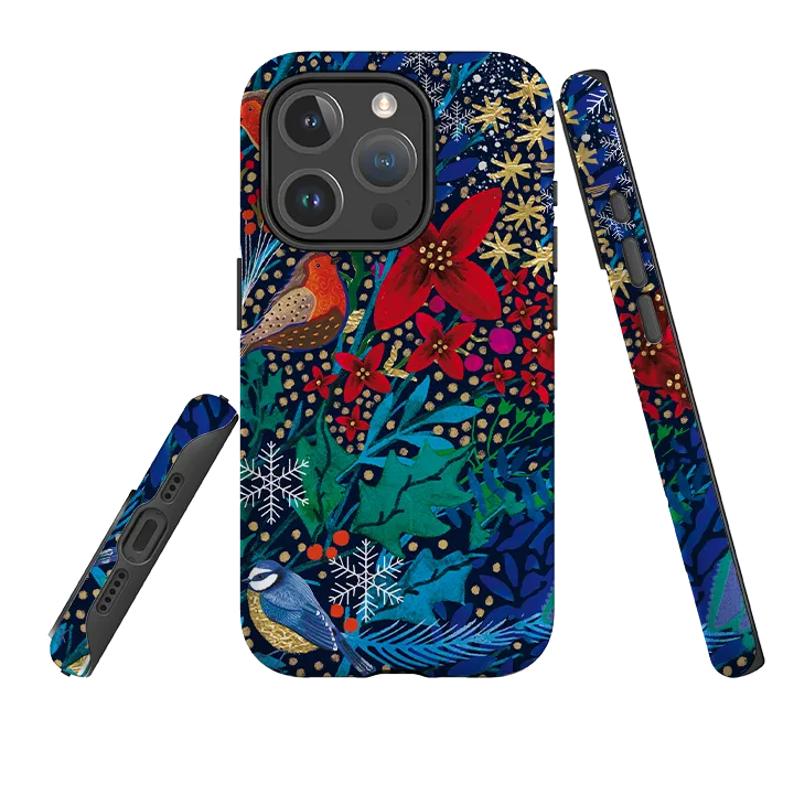 iPhone MagSafe Tough Case - Xmas Robin II By Emma Frances Grant Hybrid Edge Finish Clear Pattern