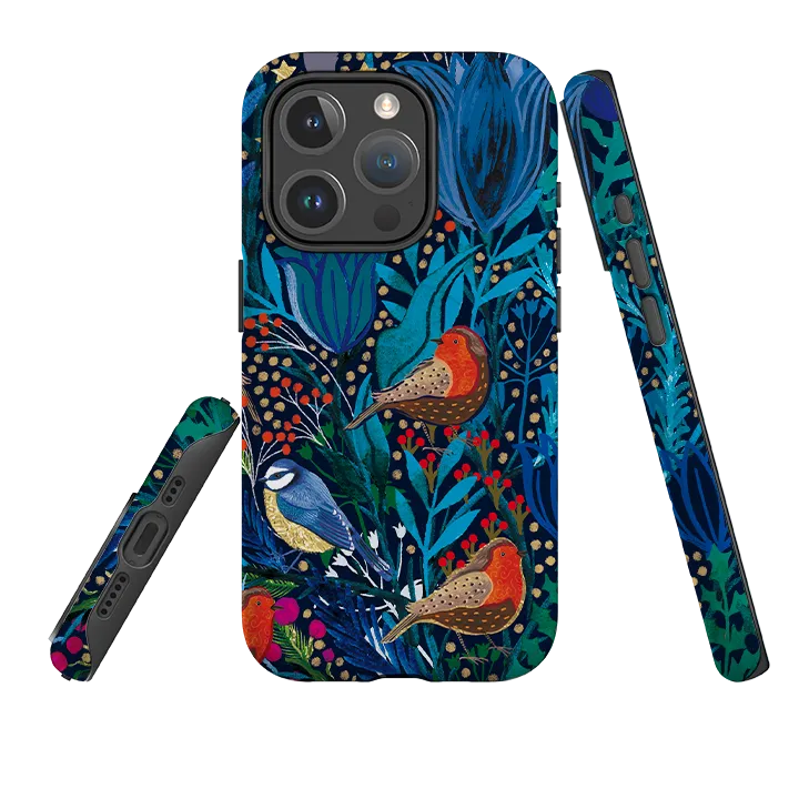 iPhone MagSafe Tough Case - Xmas Robin IV By Emma Frances Grant Gloss Texture Shock shield